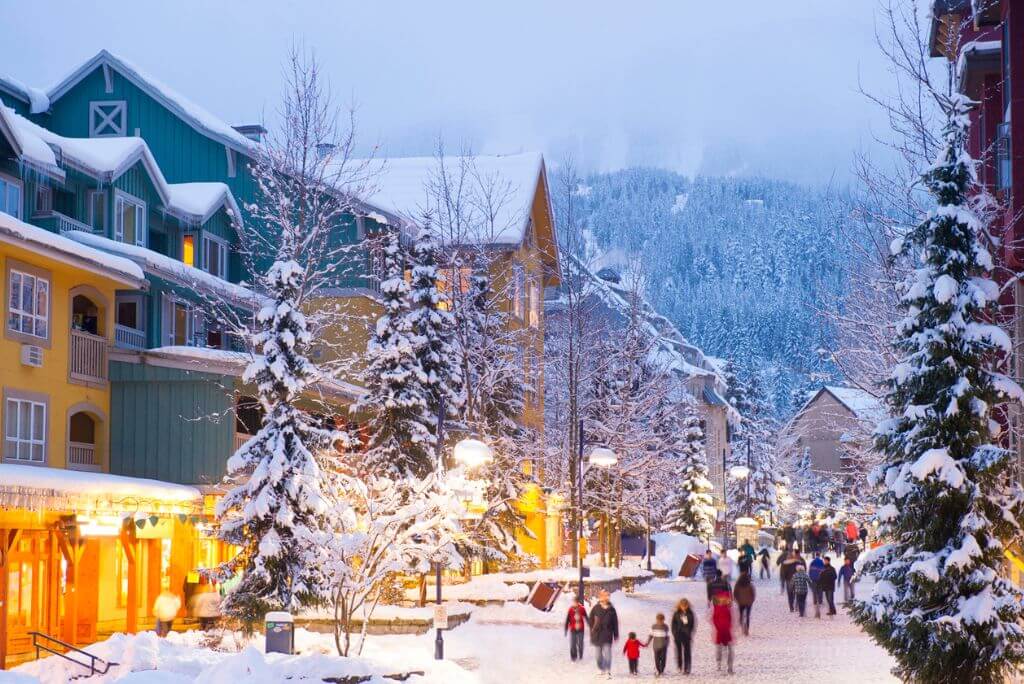 Whistler Village in the winter, snow, North Vancouver, what to do in Vancouver