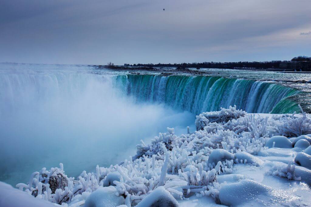 Niagara Falls in the winter, snow, frozen