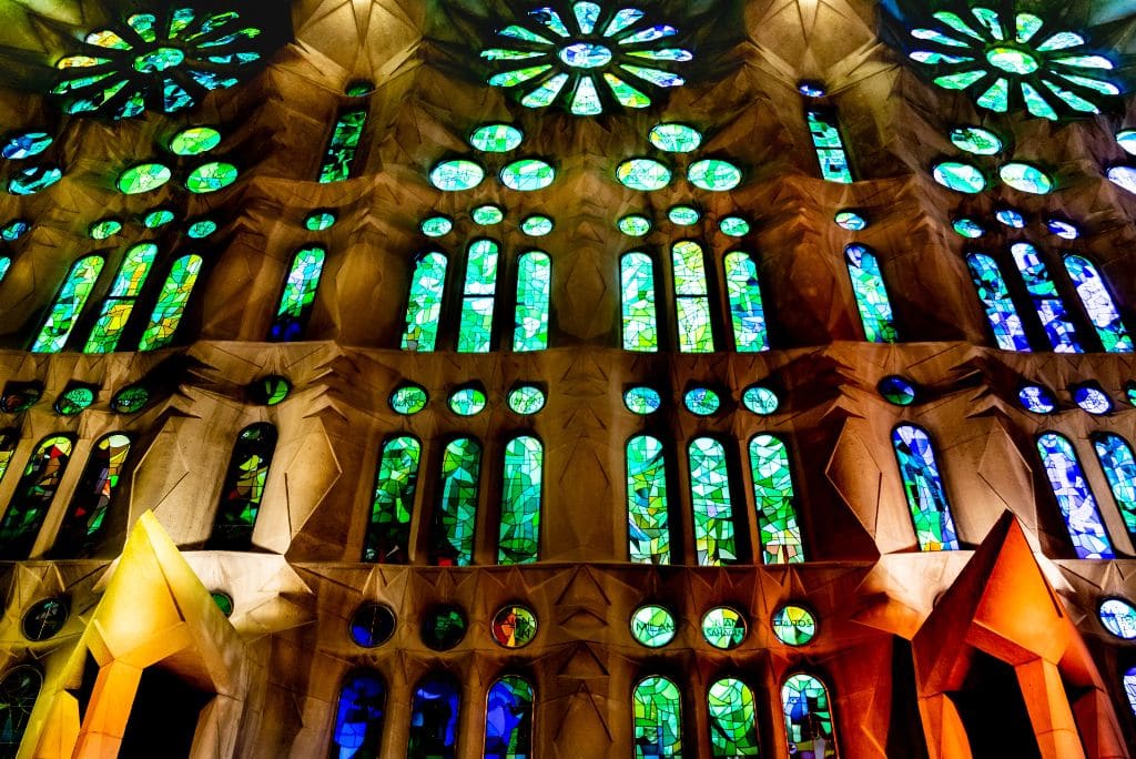 Interior of Sagrada Familia, church, Gaudi church, Barcelona Spain, best tours in Barcelona