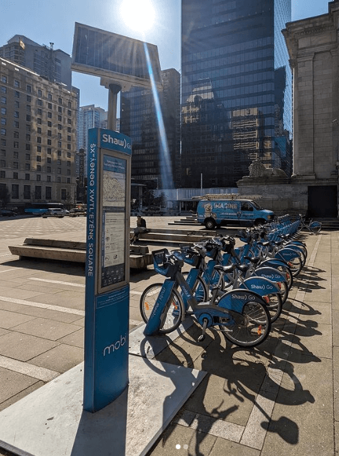 Mobi Bike Share, city bike, rent a bike, biking at Stanley Park 