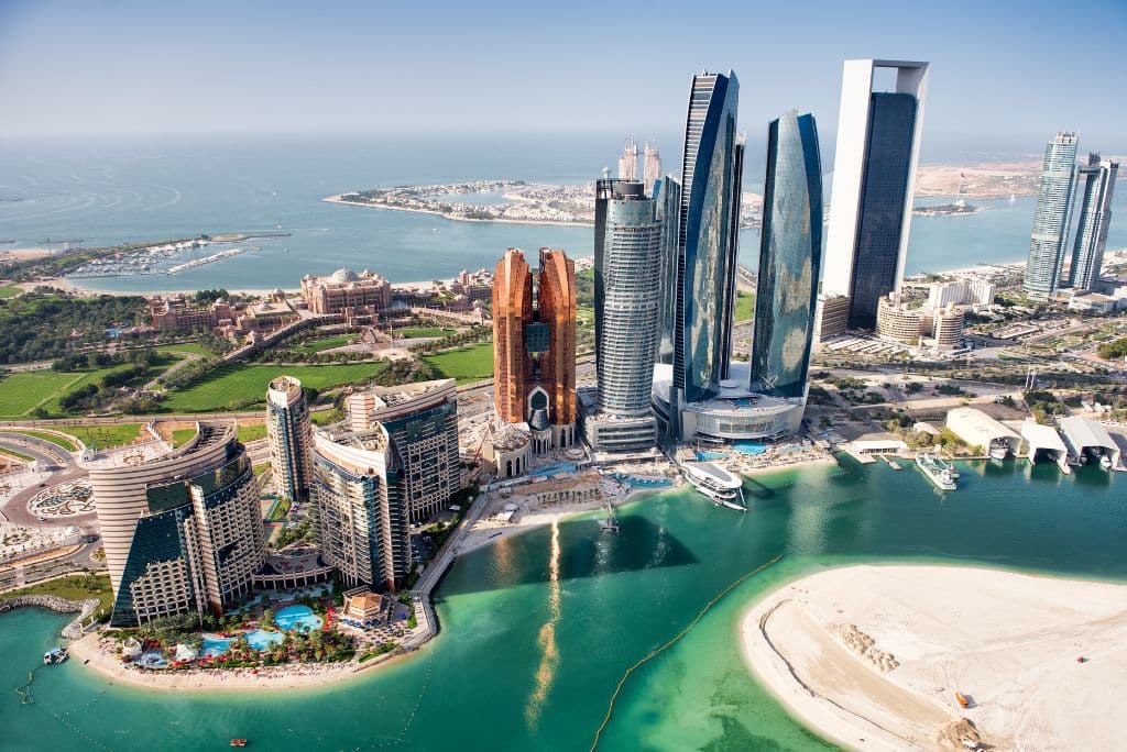View of the Abu Dhabi skyline, UAE capital, Qasr Al Watan Emirates Palace