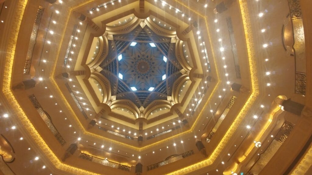 The ceiling in the Emirates Palace Hotel, gold, 
