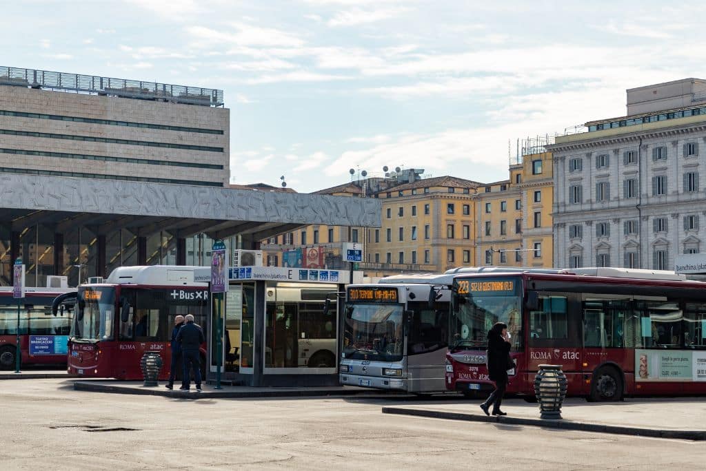 The buses around Termini Station, transportation, buses, Rome
