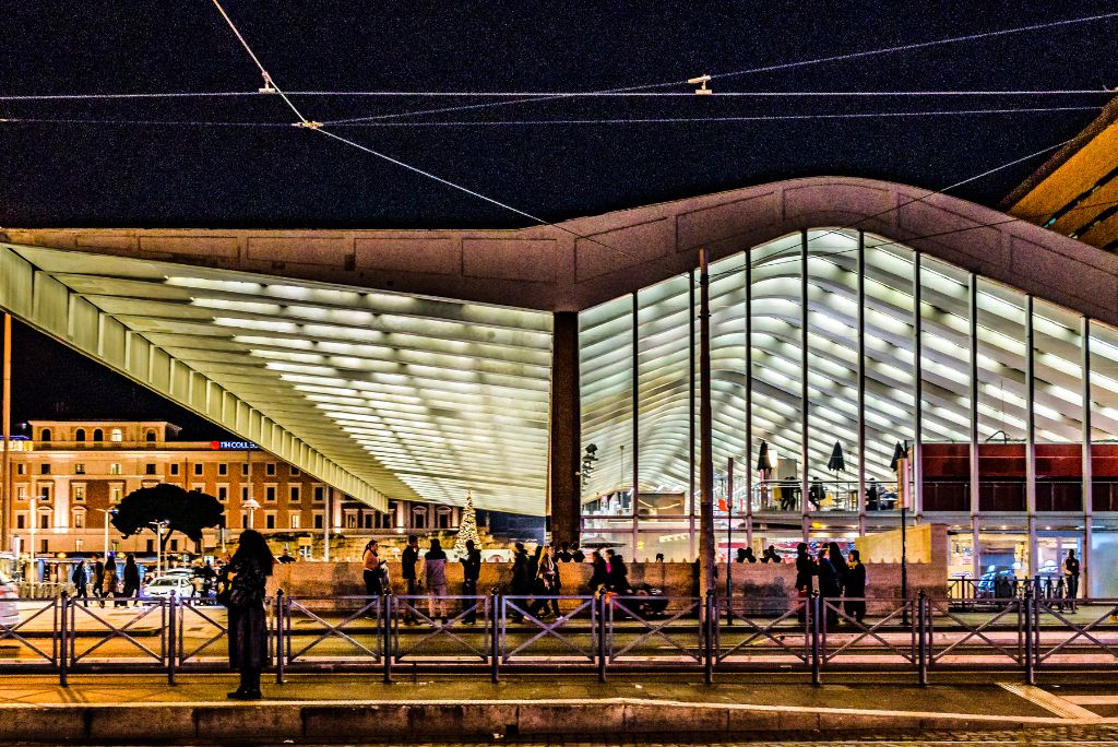 Termini Station at night, train station, night view, Rome