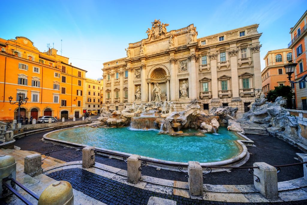 The beautiful Trevi Fountain in Rome, landmark, attraction