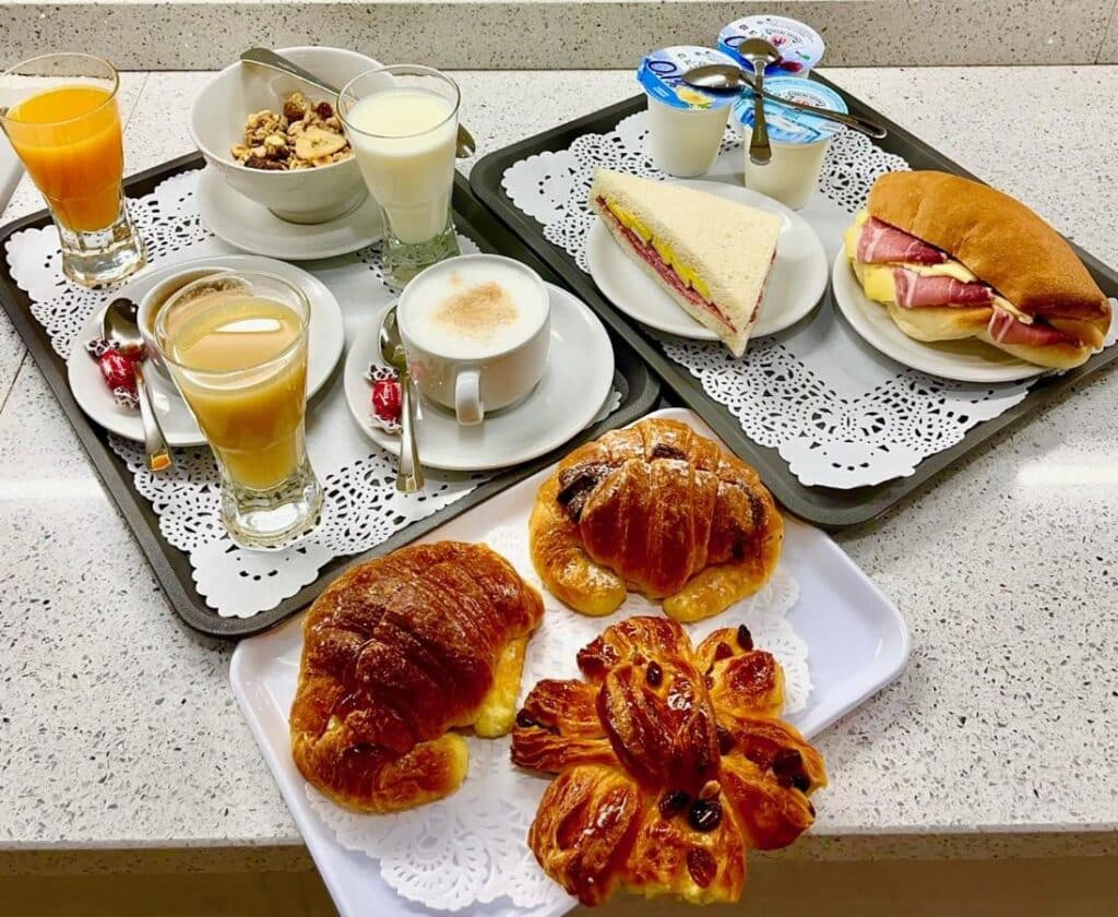 Optimus B&B breakfast, food, sandwiches, pastries, coffee