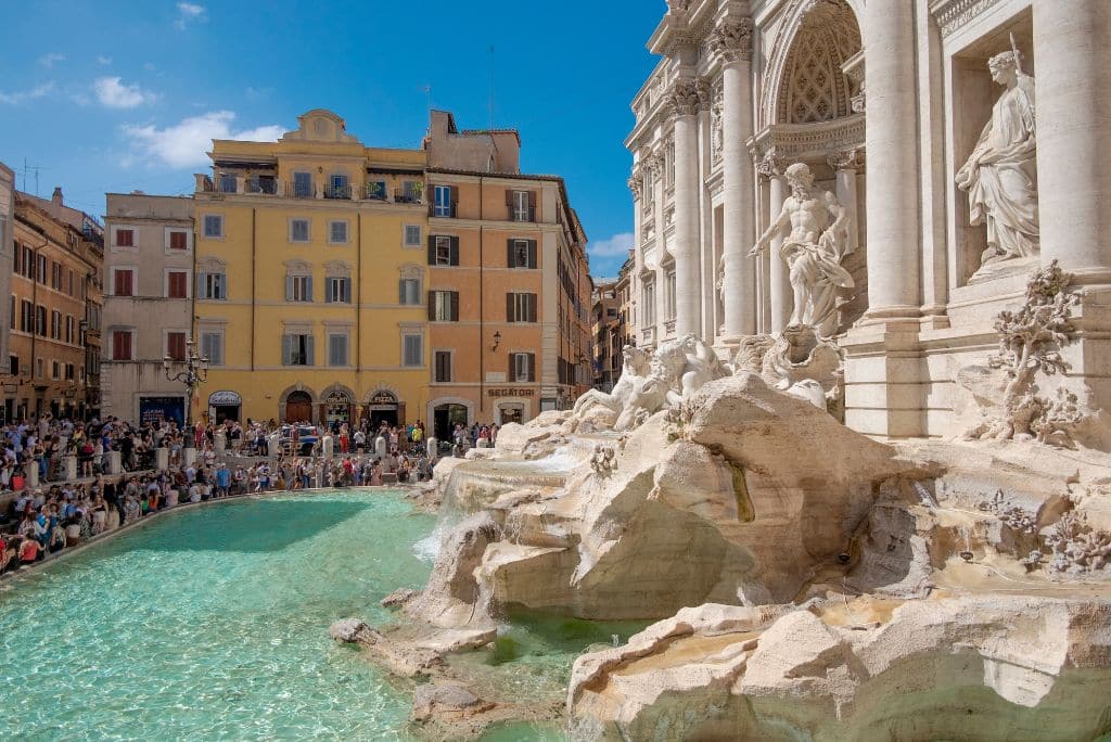 The Trevi Fountain from the side, Rome attractions