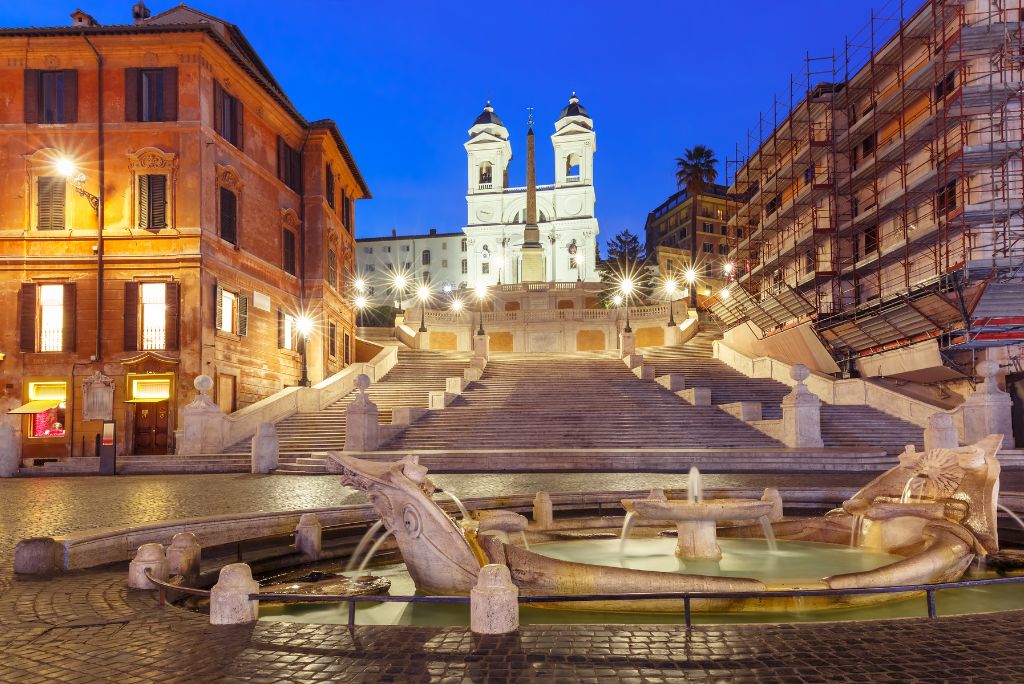 The Spanish Steps at night, Rome attractions, landmarks in Rome