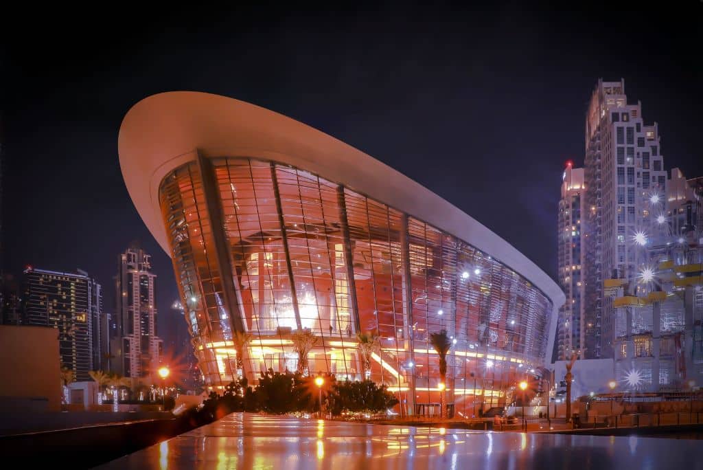 Dubai Opera at night, things to do in Dubai