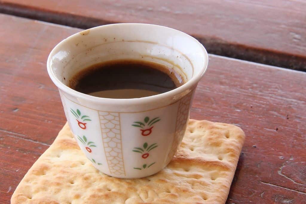 Cup of Arabic coffee, coffee in a mug, enjoying coffee