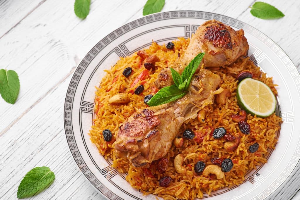 Chicken Machboos, rice dish, Emirati food, dinner, lunch