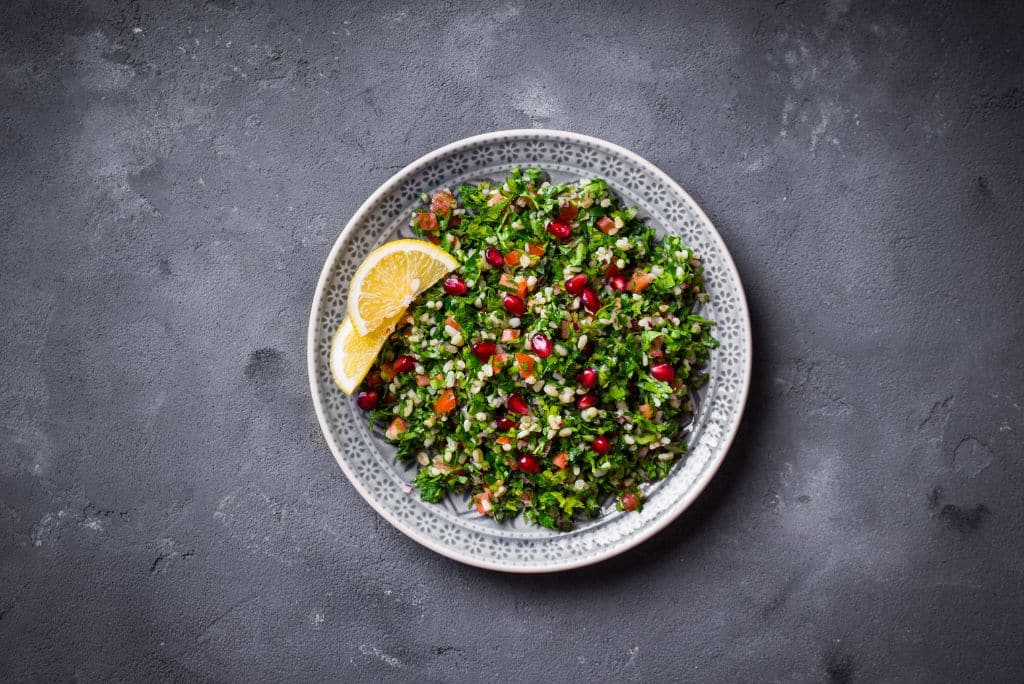 Tabbouleh Salad, parsley, salad on a plate, Unique Foods To Try In Dubai