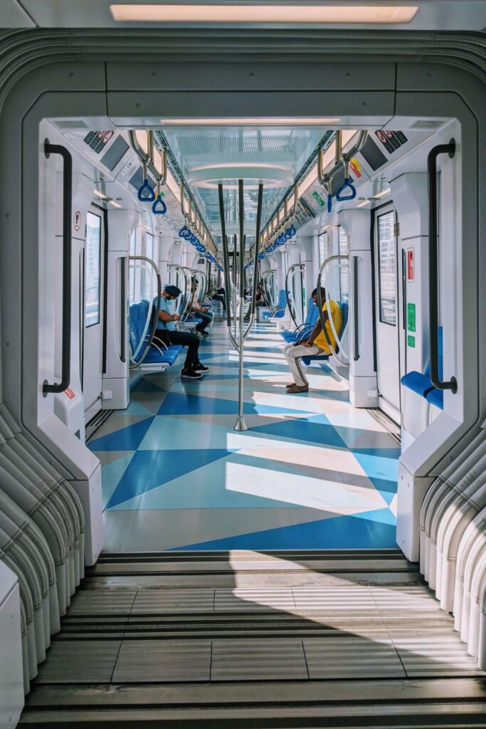 Dubai Metro inside, metro car, subway car