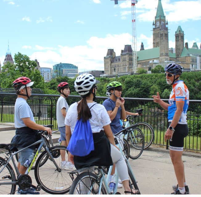 A group of tourists doing a bike tour, bikes, experiences