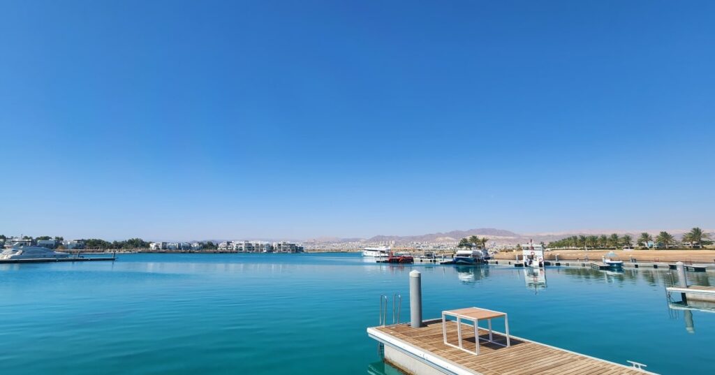 The marina in Aqaba. This is the Read Sea