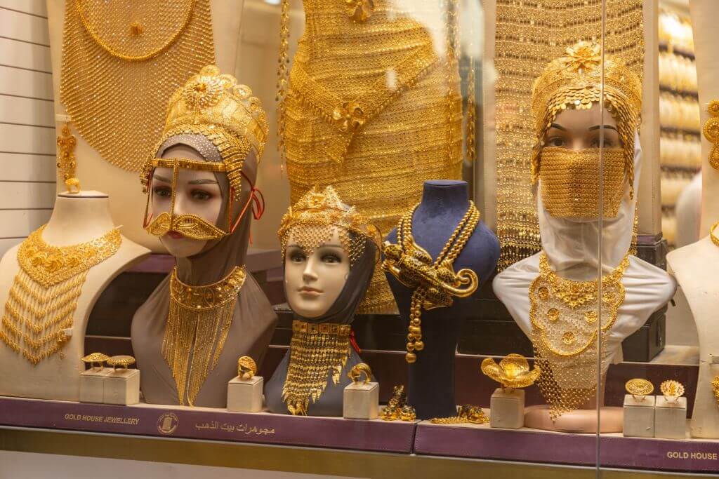 Different golden headpieces for women, shopping, Deira