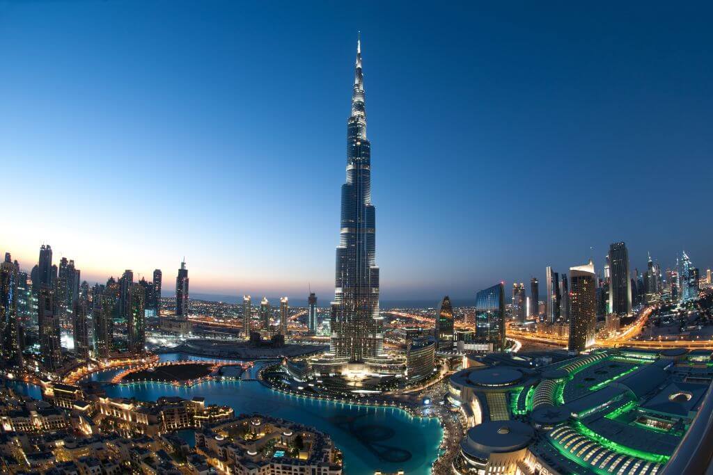 Burj Khalifa at night, night view, buildings 