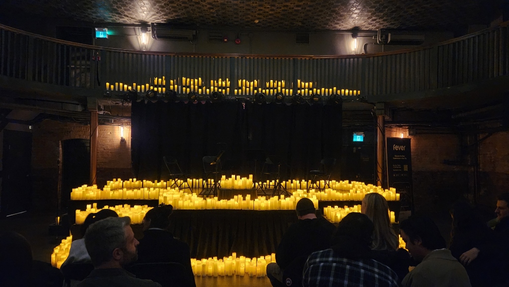 Candlelight concert venue in Toronto, candles, stage, audience 