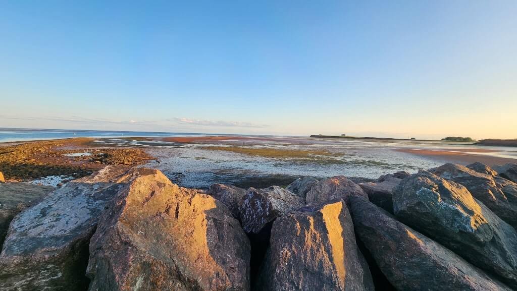 View from Victoria, PEI, ocean floor, tide, rocks