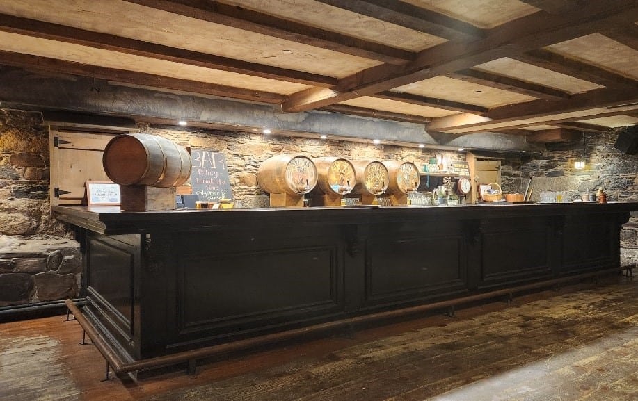 cellar with barrels, brewery, beer