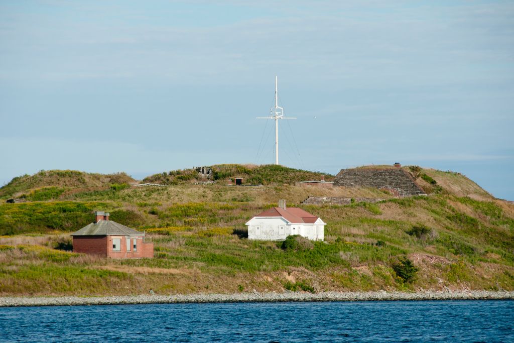 Some of the buildings on George Island, fort, defense island