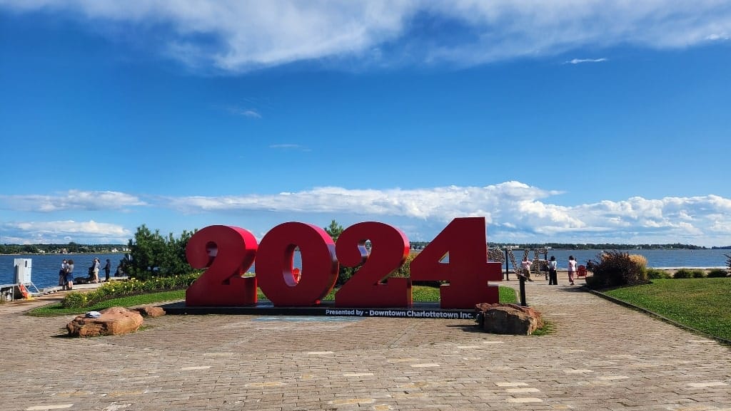 2024 sign along the waterfront, Prince Edward Island 