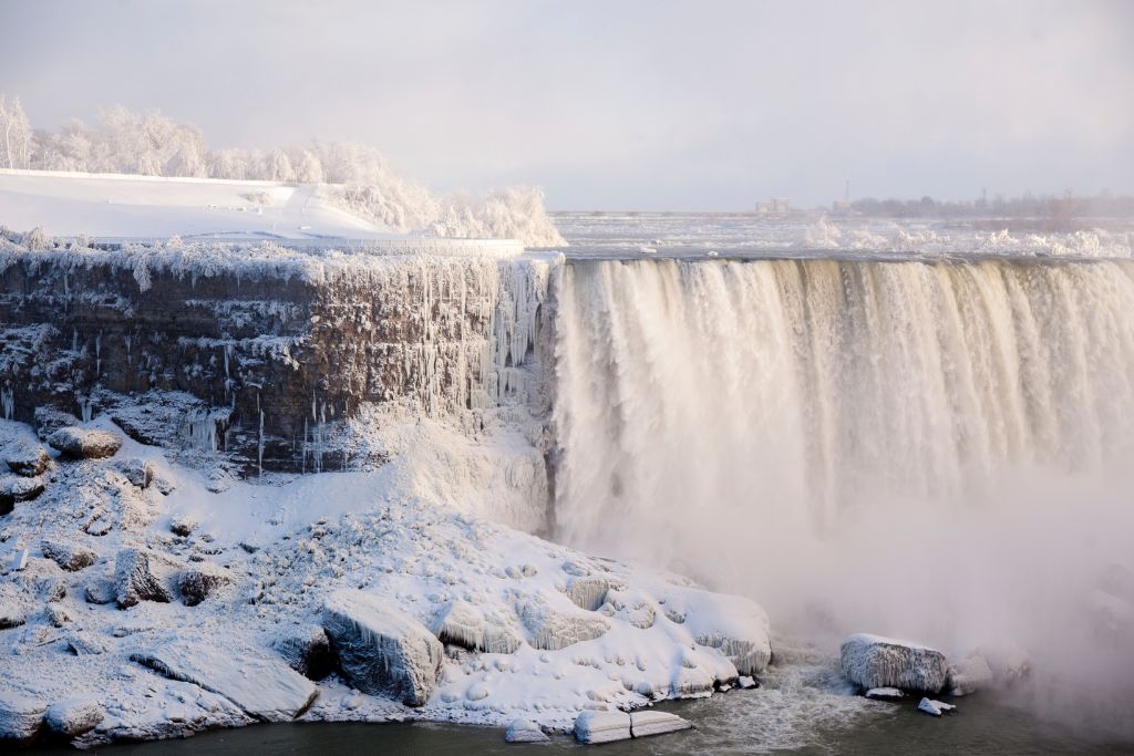 Niagara Falls in winter, cold, frozen