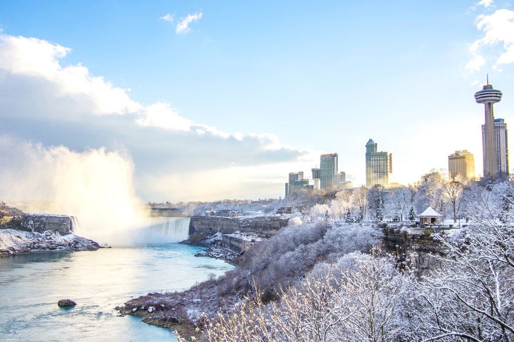 View of Niagara Falls in winter