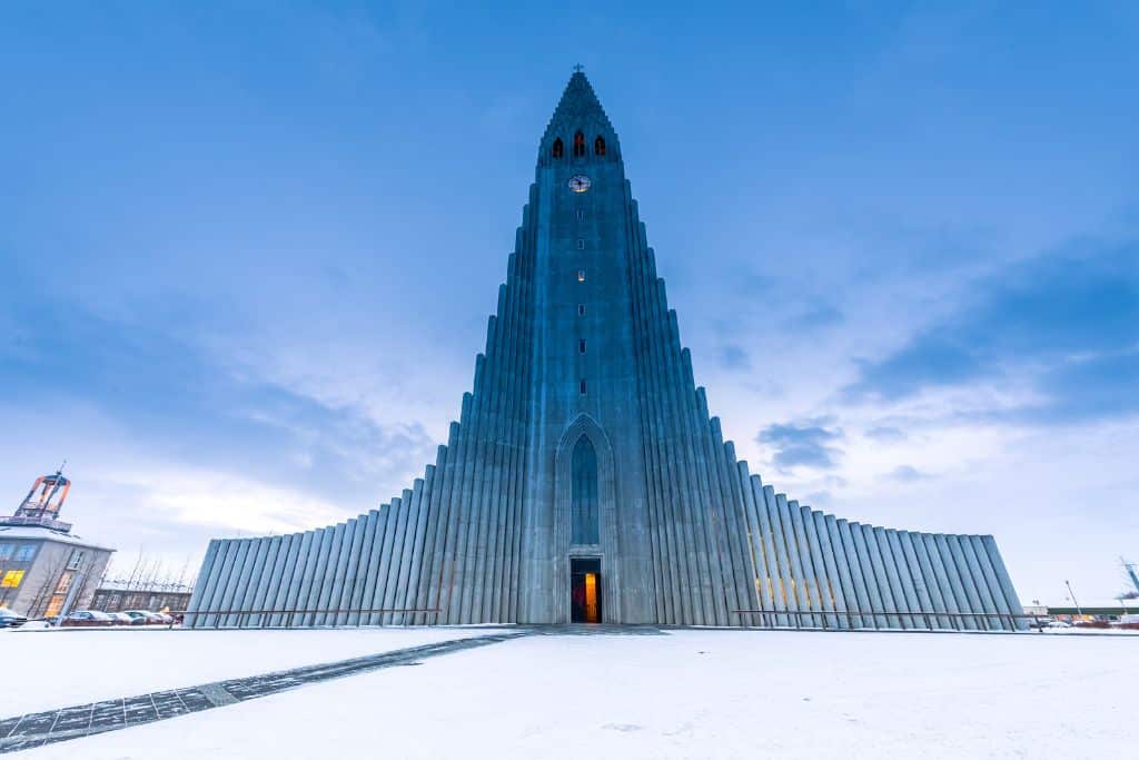 Hallgrimskirkja Church in winter, Reykjavík