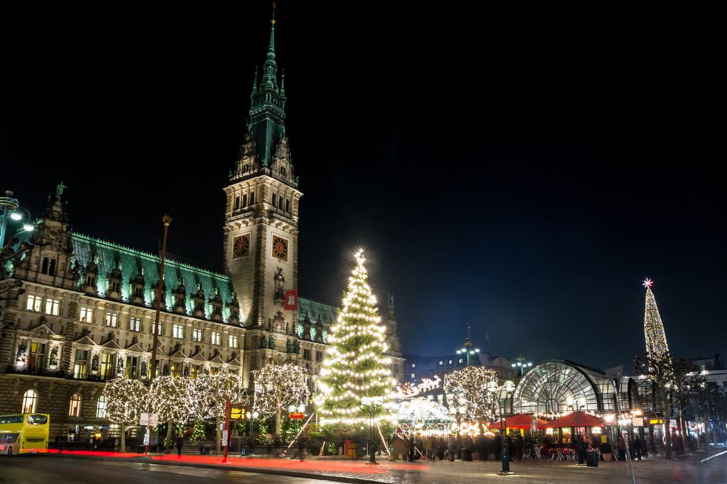 The Weihnachtsmarkt Christmas Market in Hamburg, Germany, Christmas 