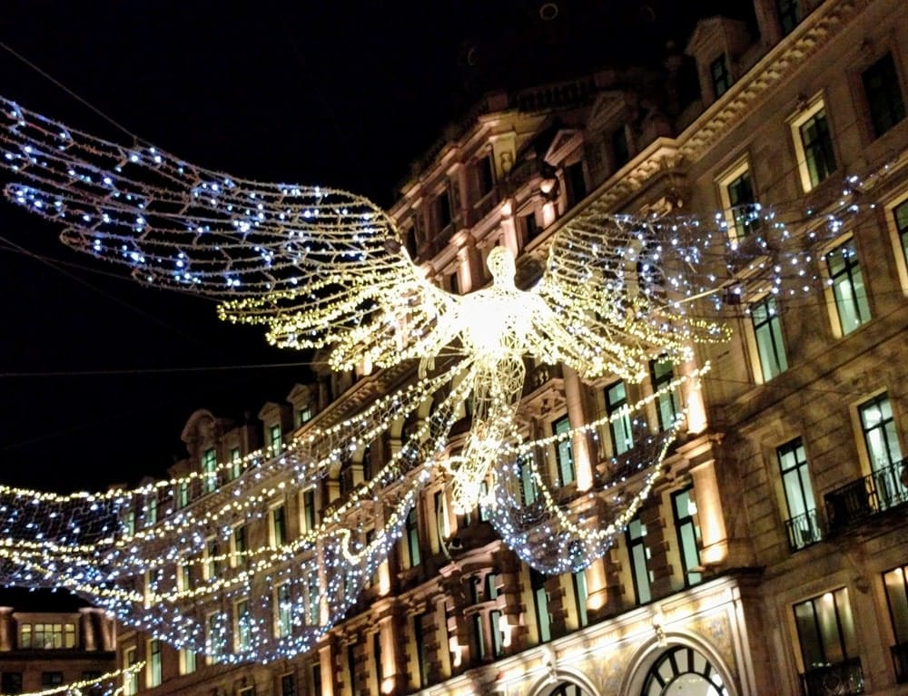 Christmas decorations in London, UK