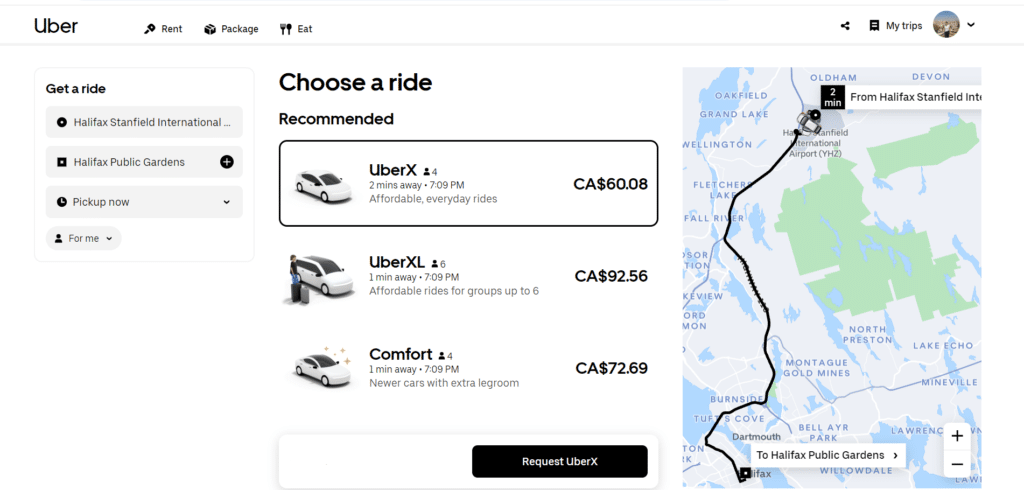 Here is a screenshot from Uber about the prices from the airport to downtown