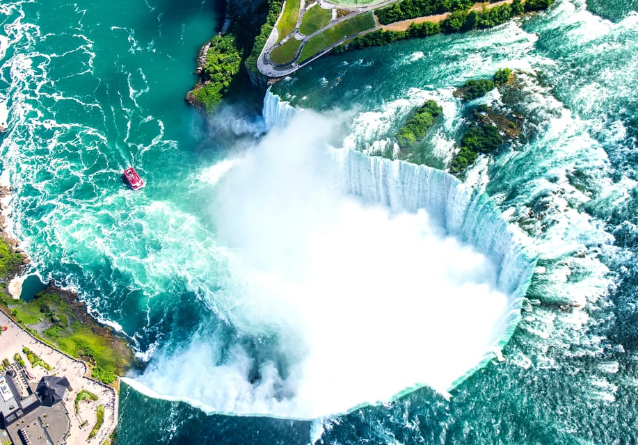 View of the Canadian Horseshoe Falls from a helicopter