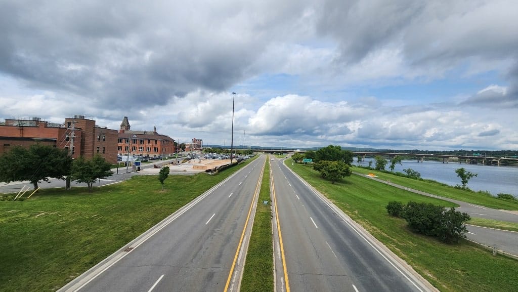 View from the Carleton Street River Lookout, highway, Is Fredericton A Walkable City