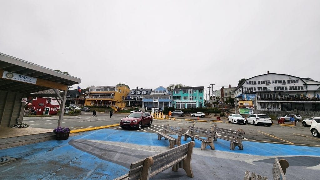 colorful houses, parking lot, Nova Scotia 