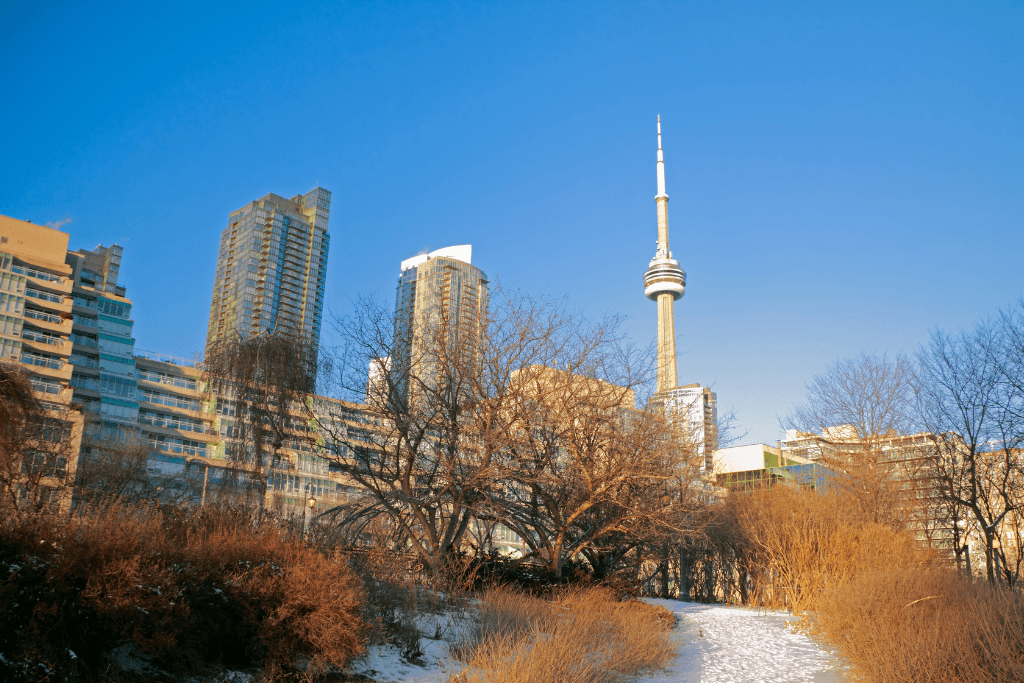 Wintertime in Toronto, Ontario, Canada, CN Tower 