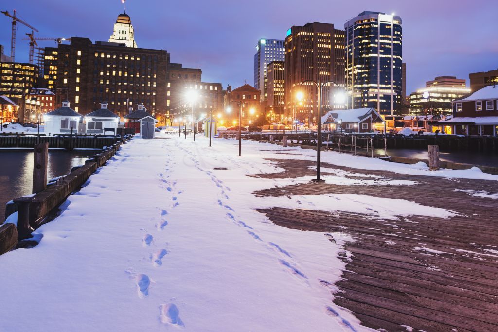 Snowy Halifax Waterfront, downtown Halifax, Nova Scotia winter