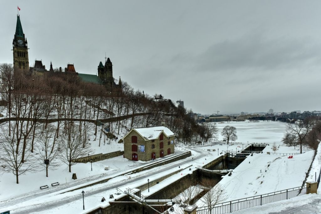 View of Parliament Hill and the Rideau Canal Locks 