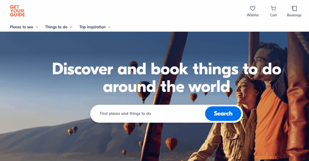 Get You Guide screenshot, booking tours, organized tour company