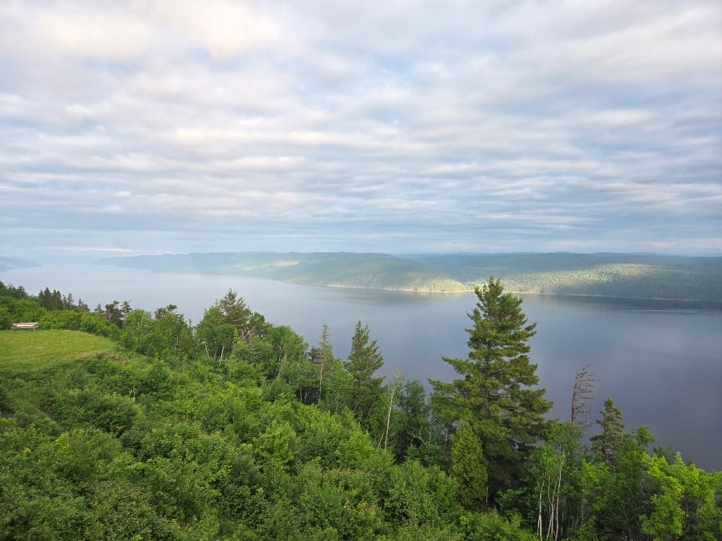 View of Fjord du Saguenay from the terrace of Auberge Cap au Leste (hotel), nature viewpoint