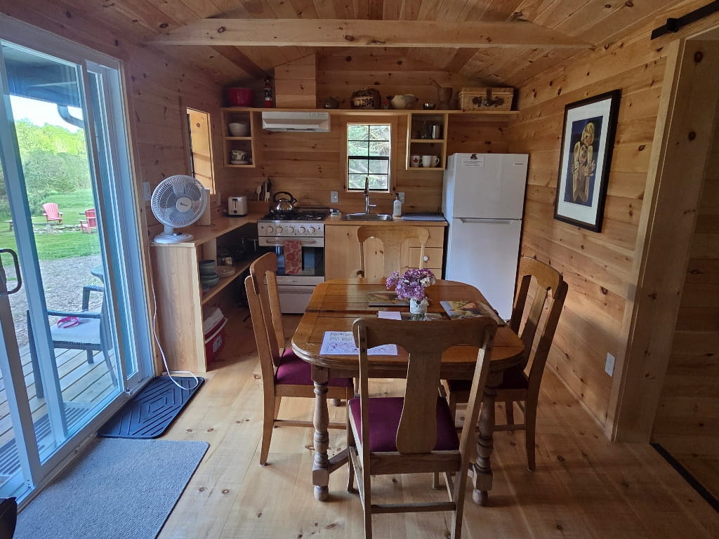 The dining room and kitchen in the Havens' Hub