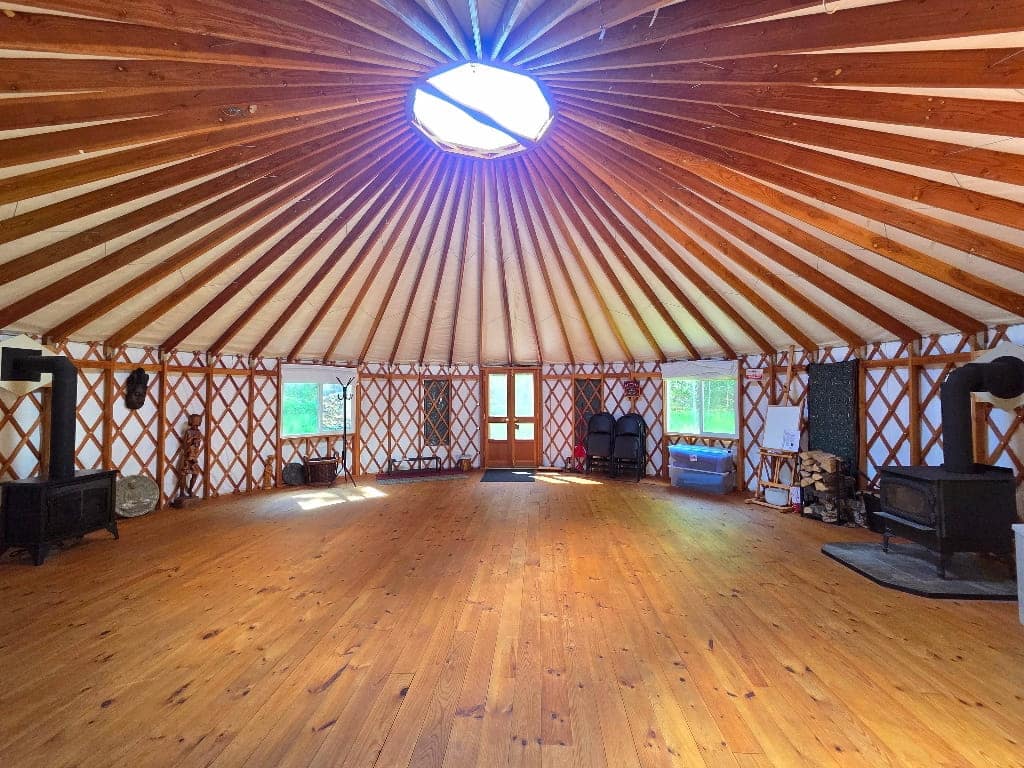 The inside of the Yurt