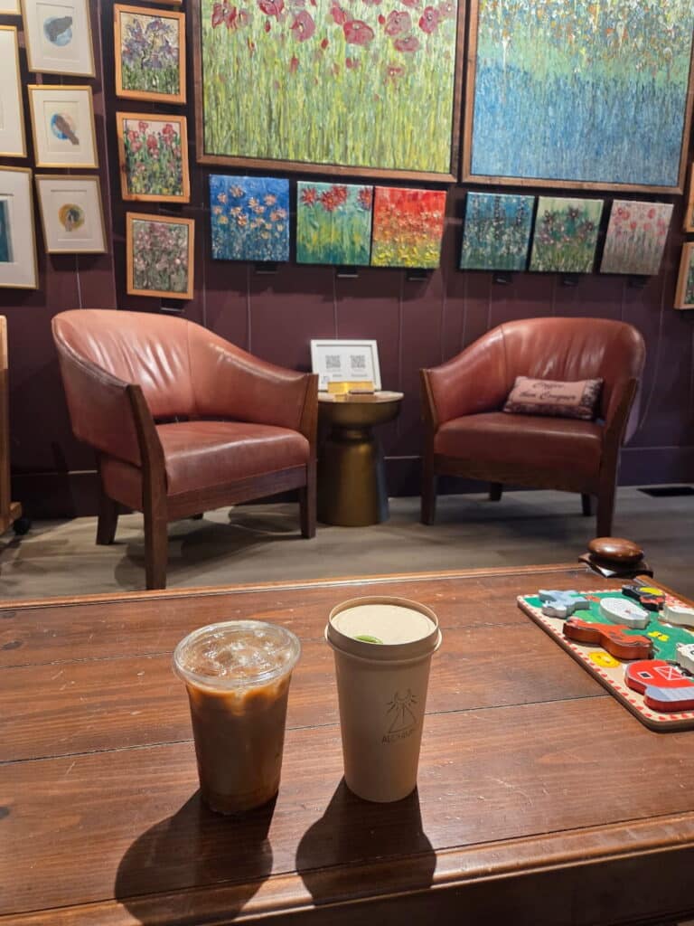Signature Iced Coffee and Matcha, two drinks on a table