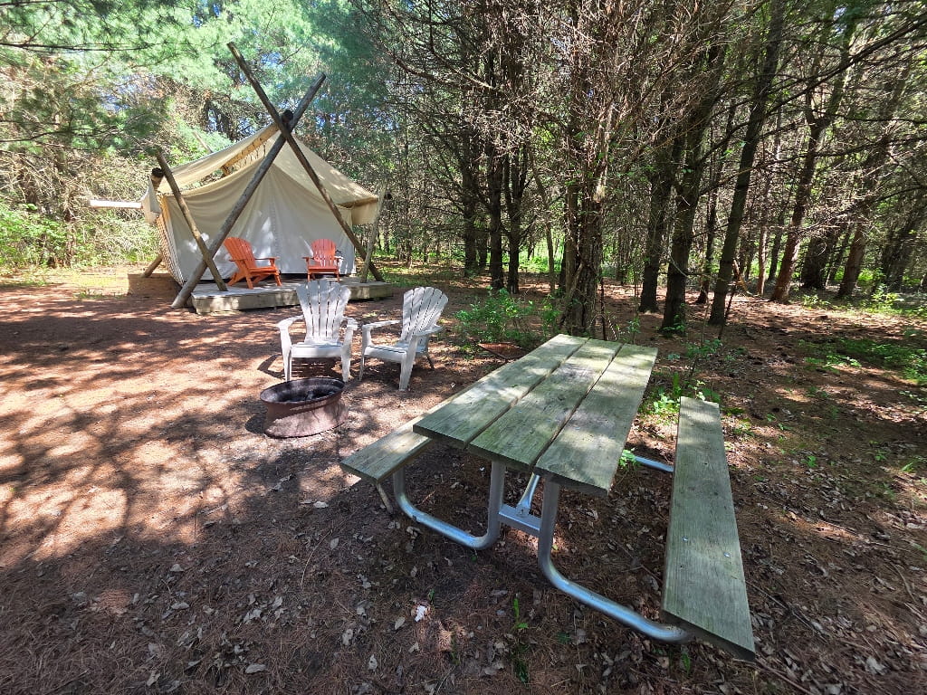 The Red Willow tent, a tent in the woods
