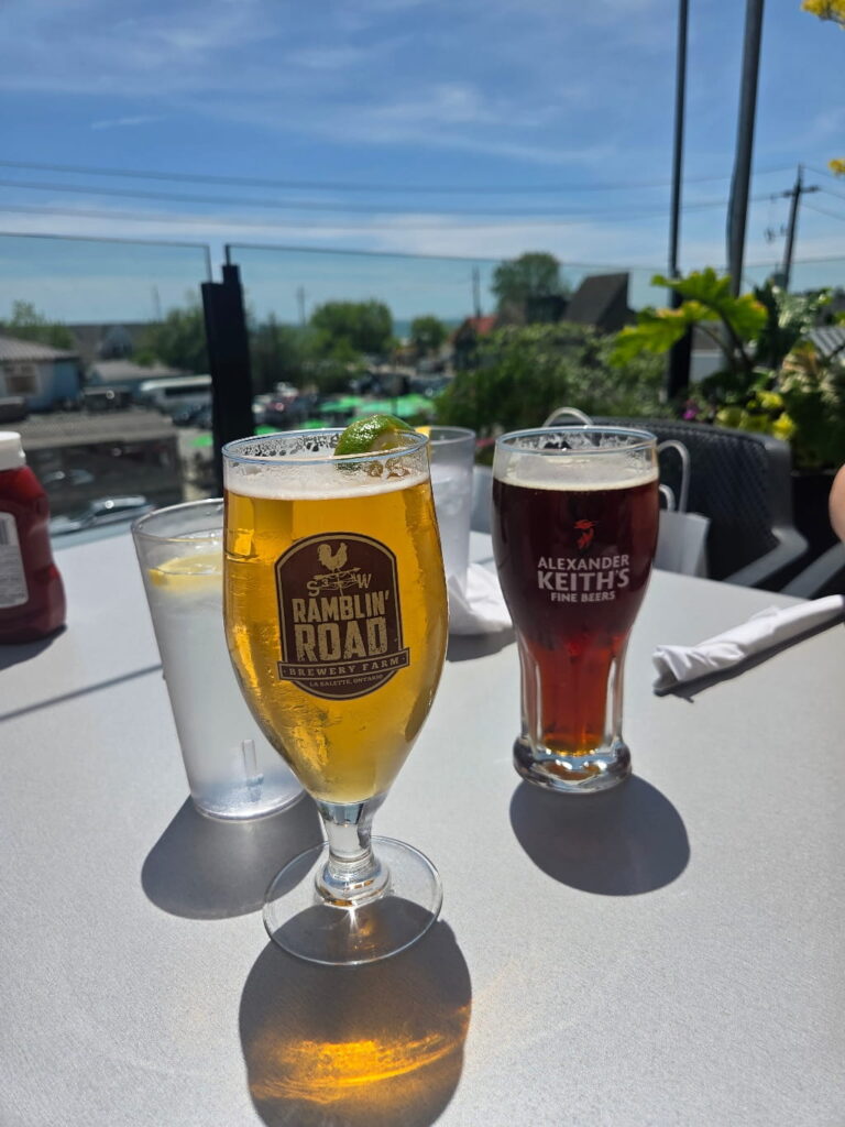 Two pints of beer on a table