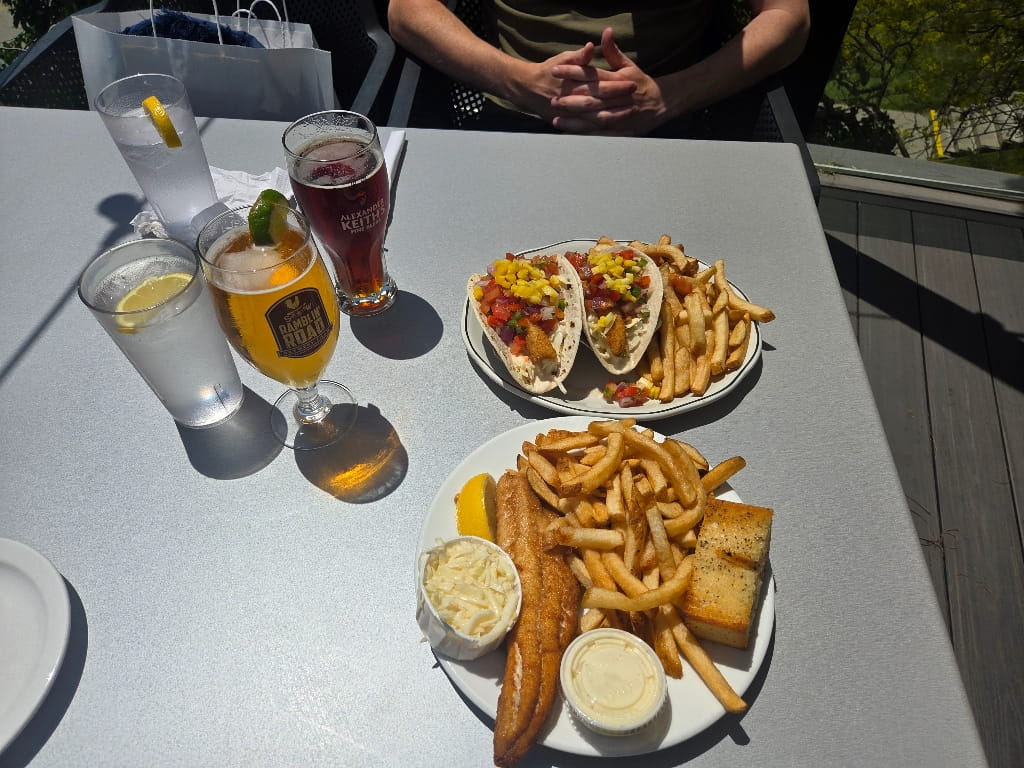 Fish tacos and fish and chips at Terrace Room (Upstairs)