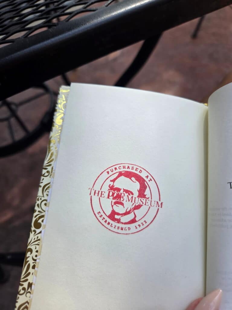 The book stamp that you can get at the Edgar Allan Poe Museum