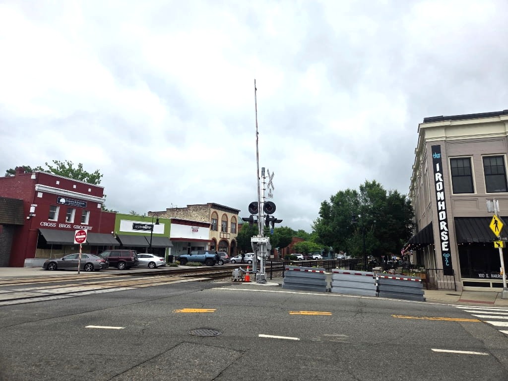 Downtown Ashland, train tracks, small town Virginia