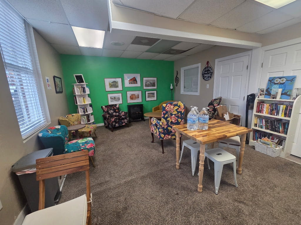 Inside Classic Coffee, Tea & Books, cafe with books, small shop