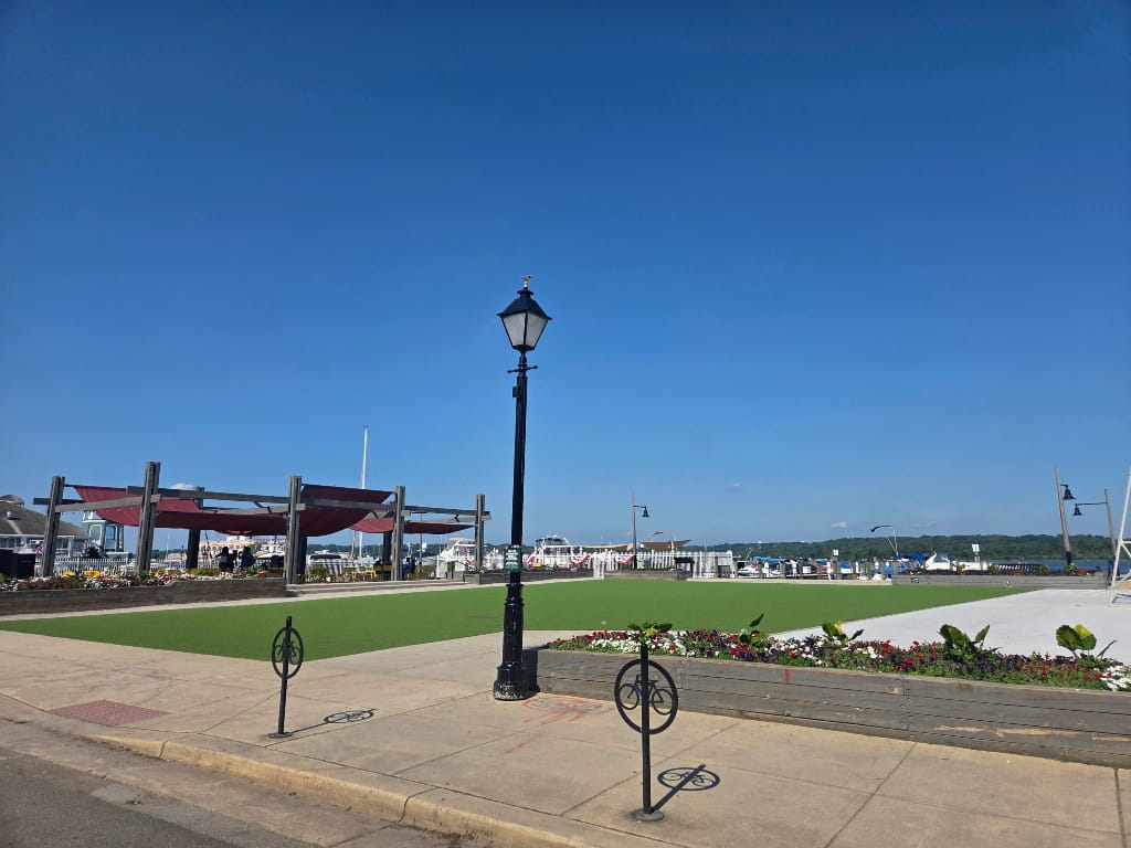 View of Waterfront Park, marina, river view